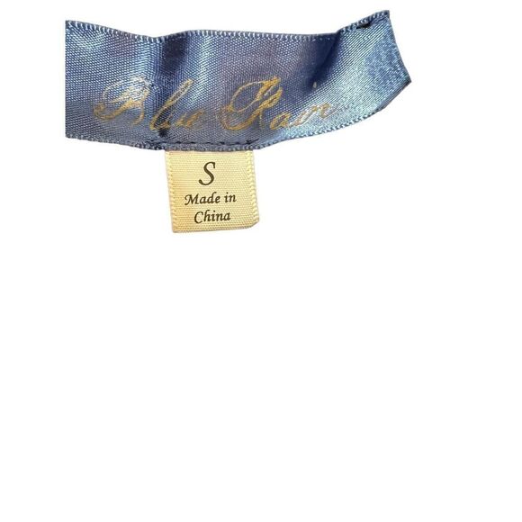 Blue Rain Peplum Black Top Blouse Shirt Size Small Cut Out Crochet Career - Picture 8 of 8